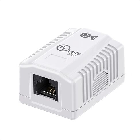 [مدرج في قائمة UL] Cable Matters 5-Pack Cat6 RJ45 Surface Mount Box، 1 منفذ، أبيض in Kuwait