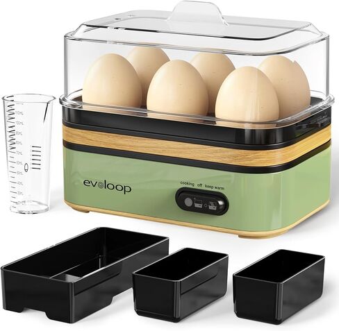 Evoloop Rapid Egg Cooker Electric 6 Eggs Capacity, Soft, Medium, Hard Boiled, Poacher, Omelet Maker Egg Poacher With Auto Shut-Off, BPA Free in Saudi Arabia