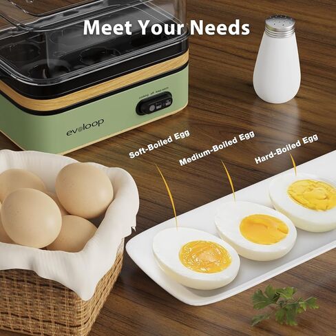 Evoloop Rapid Egg Cooker Electric 6 Eggs Capacity, Soft, Medium, Hard Boiled, Poacher, Omelet Maker Egg Poacher With Auto Shut-Off, BPA Free in Saudi Arabia