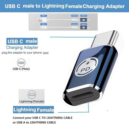 iPhone 15 Charging Adapter,Apple MFi Certified 35W USB C Male to Lightning Female Connector Type-C to 8 Pin PD Fast Charge Data Sync Converter for iPhone 15 Pro Max iPad Galaxy Pixel in Kuwait