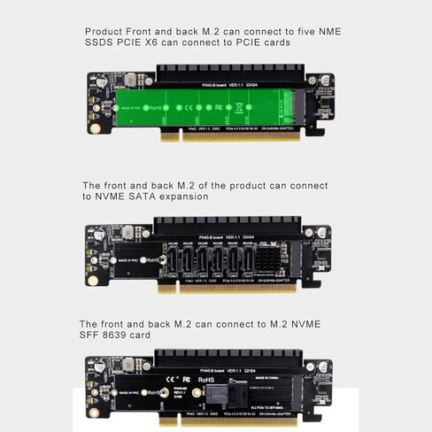 بطاقة توسيع PCIE X16، بطاقة توسيع وحدة التحكم M.2 NVMe، بطاقة توسيع منفصلة PCIE X16 إلى X8 X4 X4، تدعم PCIE4.0 متوافقة مع الإصدار 3.0 in Saudi Arabia