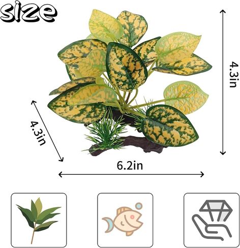 WishLotus حوض السمك الديكور النبات، البلاستيك الاصطناعي الزواحف خزان الأسماك المناظر الطبيعية النباتات المائية الديكور مع قاعدة الراتنج قوية لخزان الأسماك / حوض السمك الديكور المناظر الطبيعية (1، أصفر) in Saudi Arabia
