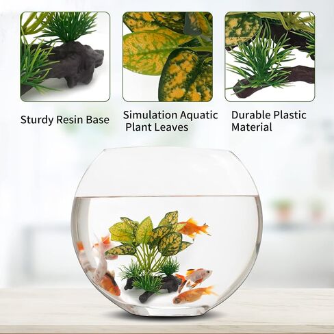 WishLotus حوض السمك الديكور النبات، البلاستيك الاصطناعي الزواحف خزان الأسماك المناظر الطبيعية النباتات المائية الديكور مع قاعدة الراتنج قوية لخزان الأسماك / حوض السمك الديكور المناظر الطبيعية (1، أصفر) in Saudi Arabia