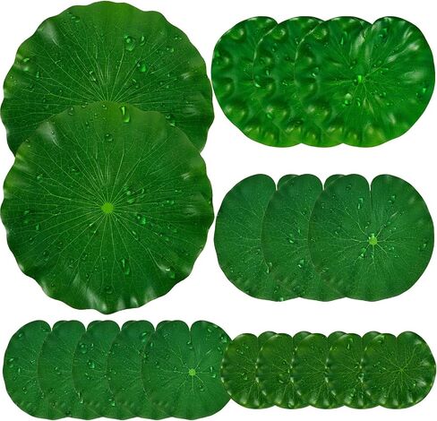 Taiyin 18 Pcs Artificial Lily Pads Plastic Lotus Leaves Water Lily Pads for Ponds Pool Flower Lotus Flower Decor Green Lily Pads Garden Pool Aquarium Fish Tank Decoration in Saudi Arabia
