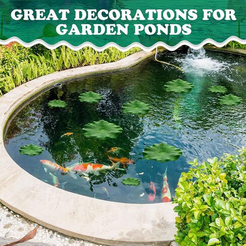 Taiyin 18 Pcs Artificial Lily Pads Plastic Lotus Leaves Water Lily Pads for Ponds Pool Flower Lotus Flower Decor Green Lily Pads Garden Pool Aquarium Fish Tank Decoration in Saudi Arabia