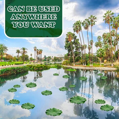 Taiyin 18 Pcs Artificial Lily Pads Plastic Lotus Leaves Water Lily Pads for Ponds Pool Flower Lotus Flower Decor Green Lily Pads Garden Pool Aquarium Fish Tank Decoration in Saudi Arabia