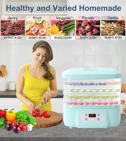 Pet Food Jerky Dryer, Food Dehydrator Freeze Dryer, Plant drying machine, 6 Trays, Fully automatic 24-Hour Timer, Adjustable Temperature, Low Noise, Large Capacity, White/orange in Saudi Arabia