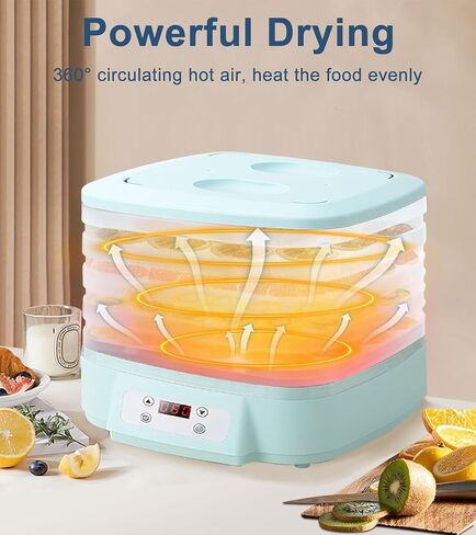 Pet Food Jerky Dryer, Food Dehydrator Freeze Dryer, Plant drying machine, 6 Trays, Fully automatic 24-Hour Timer, Adjustable Temperature, Low Noise, Large Capacity, White/orange in Saudi Arabia