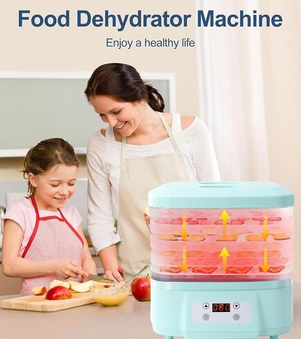 Pet Food Jerky Dryer, Food Dehydrator Freeze Dryer, Plant drying machine, 6 Trays, Fully automatic 24-Hour Timer, Adjustable Temperature, Low Noise, Large Capacity, White/orange in Saudi Arabia
