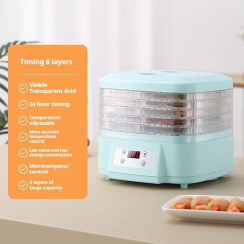 Pet Food Jerky Dryer, Food Dehydrator Freeze Dryer, Plant drying machine, 6 Trays, Fully automatic 24-Hour Timer, Adjustable Temperature, Low Noise, Large Capacity, White/orange in Saudi Arabia