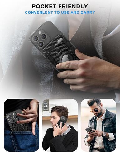 Magnetic Wallet for iphone,Magsafe Wallet Stand with Airtag Holder,Adjustable Stand for iPhone 15/14/13/12, Card Holder Organize up to 12 cards, Cash Band,Vegan Leather, RFID Blocking,(Carbon Fiber) in Saudi Arabia
