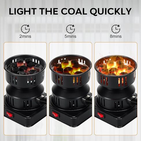 Electric Charcoal Burner,Double Layer Multipurpose Charcoal Starter,600W Fast Heating, Suitable for Family Barbecue Dinner in Kuwait