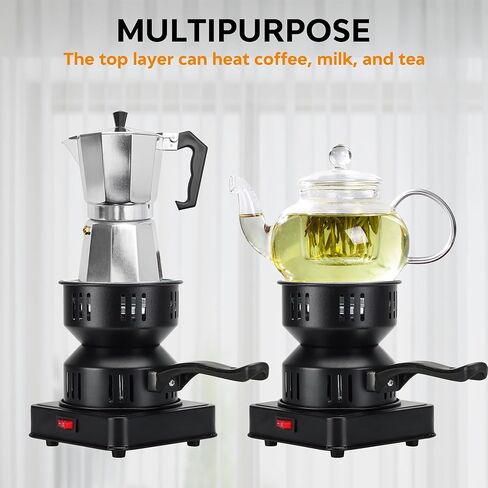 Electric Charcoal Burner,Double Layer Multipurpose Charcoal Starter,600W Fast Heating, Suitable for Family Barbecue Dinner in Kuwait