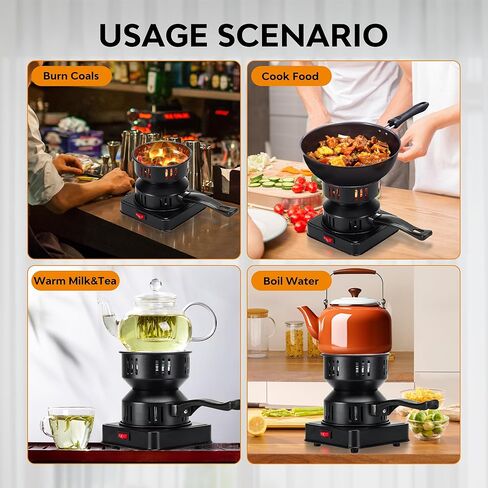 Electric Charcoal Burner,Double Layer Multipurpose Charcoal Starter,600W Fast Heating, Suitable for Family Barbecue Dinner in Kuwait