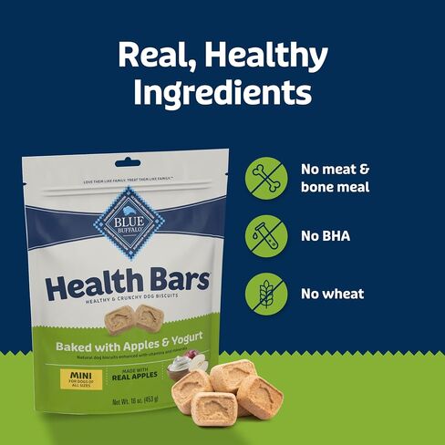 Blue Buffalo Health Bars Mini Crunchy Dog Biscuits, Oven-Baked with Natural Ingredients, Apples & Yogurt, 16-oz. Bag in Saudi Arabia