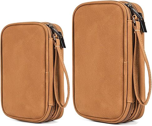 2 Pack Electronics Accessories Organizer Pouch Bag, Electronic Organizer Travel Case Cable Organizer Accessories Bag for Cable, Cord, Charger, Phone, Power Bank, Earphone(Small+Big, Brown) in Saudi Arabia
