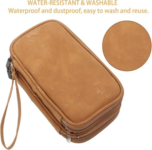 2 Pack Electronics Accessories Organizer Pouch Bag, Electronic Organizer Travel Case Cable Organizer Accessories Bag for Cable, Cord, Charger, Phone, Power Bank, Earphone(Small+Big, Brown) in Saudi Arabia