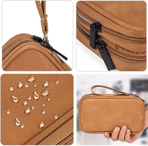 2 Pack Electronics Accessories Organizer Pouch Bag, Electronic Organizer Travel Case Cable Organizer Accessories Bag for Cable, Cord, Charger, Phone, Power Bank, Earphone(Small+Big, Brown) in Saudi Arabia