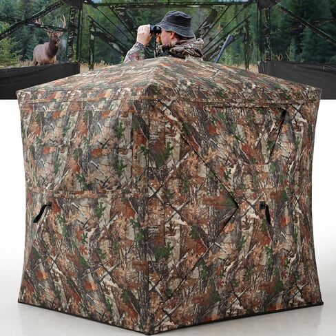 Hunting Blind - 270 Degree See Through Ground Blind for Deer Hunting - 2-3 Person Pop-up Hunting Deer Blind -Turkey Blind - Portable Hunting Blind in Saudi Arabia