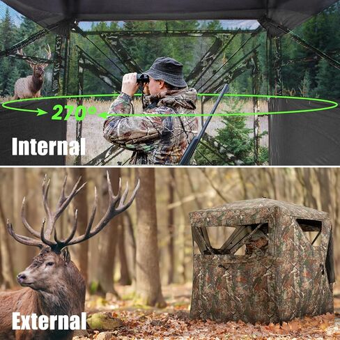Hunting Blind - 270 Degree See Through Ground Blind for Deer Hunting - 2-3 Person Pop-up Hunting Deer Blind -Turkey Blind - Portable Hunting Blind in Saudi Arabia