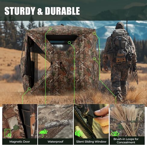 Hunting Blind - 270 Degree See Through Ground Blind for Deer Hunting - 2-3 Person Pop-up Hunting Deer Blind -Turkey Blind - Portable Hunting Blind in Saudi Arabia