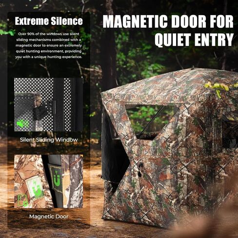 Hunting Blind - 270 Degree See Through Ground Blind for Deer Hunting - 2-3 Person Pop-up Hunting Deer Blind -Turkey Blind - Portable Hunting Blind in Saudi Arabia