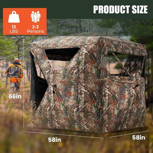 Hunting Blind - 270 Degree See Through Ground Blind for Deer Hunting - 2-3 Person Pop-up Hunting Deer Blind -Turkey Blind - Portable Hunting Blind in Saudi Arabia