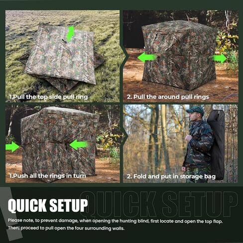 Hunting Blind - 270 Degree See Through Ground Blind for Deer Hunting - 2-3 Person Pop-up Hunting Deer Blind -Turkey Blind - Portable Hunting Blind in Saudi Arabia