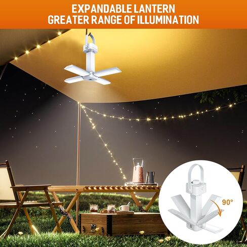 Camping Lanterns Foldable Rechargeable 10000mah Battery Built-in Flashlight Digital Display of Power & 10 Levels Brightness for Camping Hurricane Power Outage Lights(White) in Kuwait