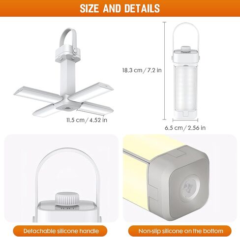 Camping Lanterns Foldable Rechargeable 10000mah Battery Built-in Flashlight Digital Display of Power & 10 Levels Brightness for Camping Hurricane Power Outage Lights(White) in Kuwait