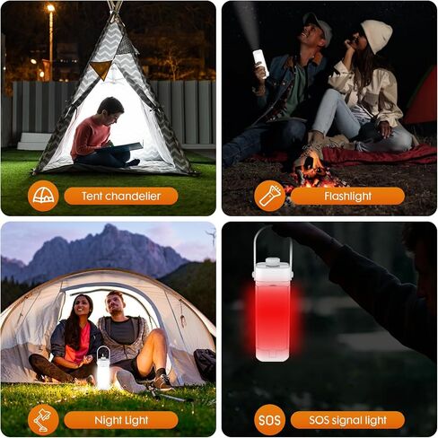 Camping Lanterns Foldable Rechargeable 10000mah Battery Built-in Flashlight Digital Display of Power & 10 Levels Brightness for Camping Hurricane Power Outage Lights(White) in Kuwait