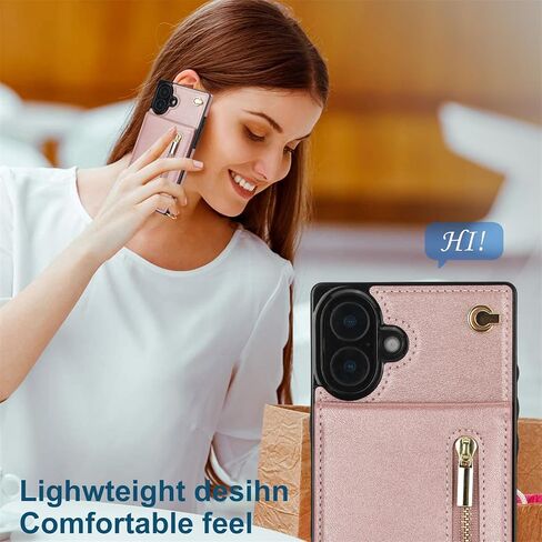 for Apple iPhone 16 Pro Case Wallet with Card Slots Holder for Women, Crossbody Zipper Lanyard PU Leather Protective Case Cover with Removable Shoulder Strap for iPhone 16 Pro ZP Black in Kuwait