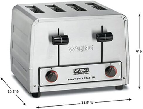 Waring Commercial WCT855 محمصة الخبز/الخبز التجارية ذات 4 شرائح شديدة التحمل، 240 فولت، 2700 واط، قابس 6-15 مرحلة in Kuwait