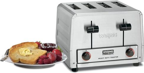 Waring Commercial WCT855 محمصة الخبز/الخبز التجارية ذات 4 شرائح شديدة التحمل، 240 فولت، 2700 واط، قابس 6-15 مرحلة in Kuwait