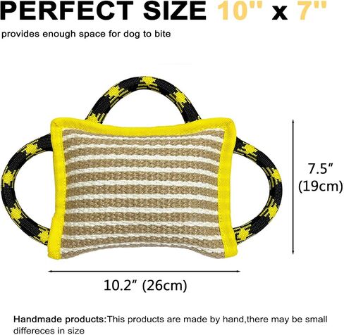 LWBMG Dog Rope Toy, Dog Jute Bite Pillow with 2 Strong Handles, Tug of War Dog Toy,Perfect for Puppy Training Interactive Playing, Pull Toy for Medium to Large Dogs in Saudi Arabia