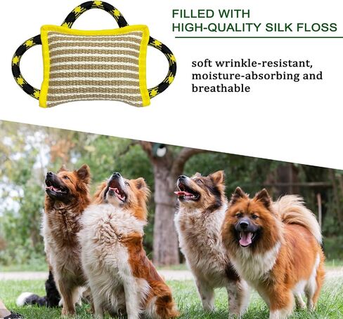 LWBMG Dog Rope Toy, Dog Jute Bite Pillow with 2 Strong Handles, Tug of War Dog Toy,Perfect for Puppy Training Interactive Playing, Pull Toy for Medium to Large Dogs in Saudi Arabia