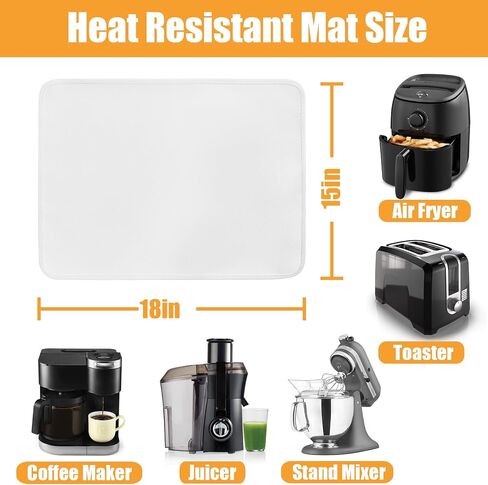 Amerbro Heat Resistant Mat for Air Fryer - 15x18 in Heat Resistant Mats for Countertop - Kitchen Countertop Protector Appliance Slider Mat for Air Fryer, Coffee Maker, Stand Mixer, Toaster, Oven 2PCS in Saudi Arabia