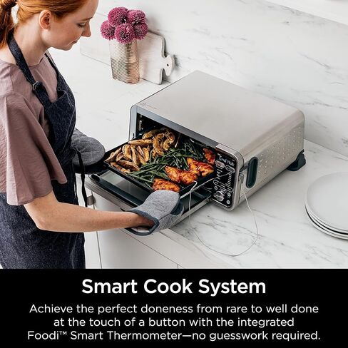 Ninja SP201 Digital Air Fry Pro Countertop 8-in-1 Oven with Extended Height, XL Capacity, Flip Up & Away Capability for Storage Space, with Air Fry Basket, Wire Rack & Crumb Tray, Silver in Saudi Arabia