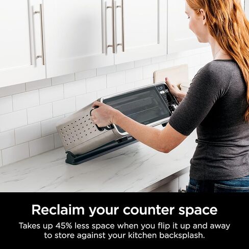 Ninja SP201 Digital Air Fry Pro Countertop 8-in-1 Oven with Extended Height, XL Capacity, Flip Up & Away Capability for Storage Space, with Air Fry Basket, Wire Rack & Crumb Tray, Silver in Saudi Arabia