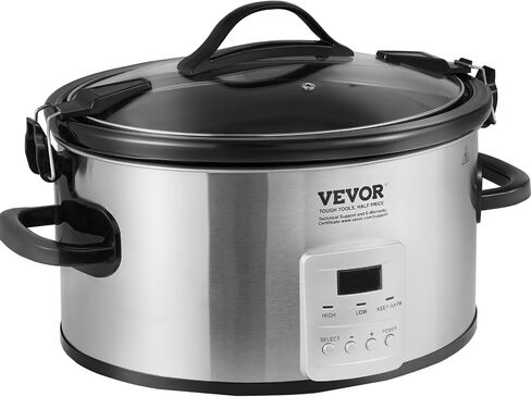 طباخ بطيء VEVOR، وعاء طباخ كهربائي بطيء 6QT 240W مع إعدادات حرارة 3 مستويات، طباخات بطيئة رقمية مع مؤقت أقصى 20 ساعة، غطاء قفل، وعاء داخلي من السيراميك للاستخدام المنزلي/التجاري in Saudi Arabia