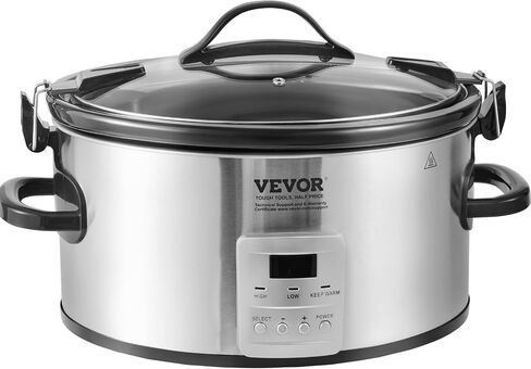 طباخ بطيء VEVOR، وعاء طباخ كهربائي بطيء 6QT 240W مع إعدادات حرارة 3 مستويات، طباخات بطيئة رقمية مع مؤقت أقصى 20 ساعة، غطاء قفل، وعاء داخلي من السيراميك للاستخدام المنزلي/التجاري in Saudi Arabia