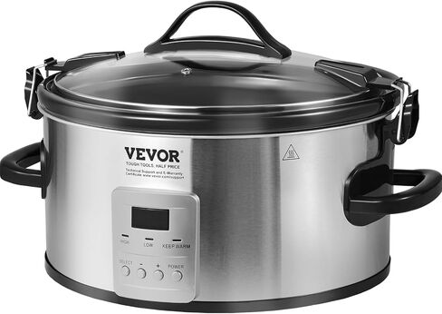 طباخ بطيء VEVOR، وعاء طباخ كهربائي بطيء 6QT 240W مع إعدادات حرارة 3 مستويات، طباخات بطيئة رقمية مع مؤقت أقصى 20 ساعة، غطاء قفل، وعاء داخلي من السيراميك للاستخدام المنزلي/التجاري in Saudi Arabia