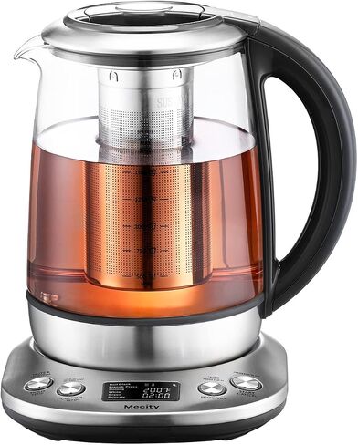 Mecity Tea Kettle Electric Tea Pot with Removable Infuser, 9 Preset Brewing Programs Tea Maker with Temprature Control, 2 Hours keep Warm, 1.7 Liter Electric Kettles, 1200W, Glass and Stainless Steel in Saudi Arabia