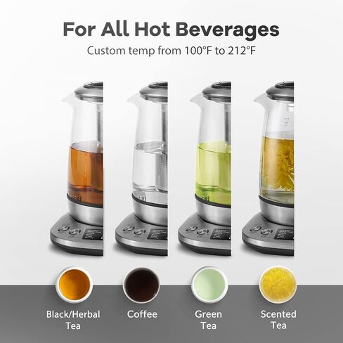 Mecity Tea Kettle Electric Tea Pot with Removable Infuser, 9 Preset Brewing Programs Tea Maker with Temprature Control, 2 Hours keep Warm, 1.7 Liter Electric Kettles, 1200W, Glass and Stainless Steel in Saudi Arabia