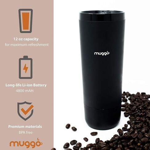 Muggo 12 oz Self-Heating Coffee Mug, Temperature Control Travel Mug, Black Portable Heated Coffee Mug with Leak-Proof Lid & 3-Hour Battery Life in Kuwait