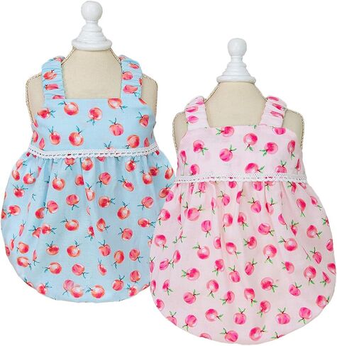 2 Pieces Dog Dress Dog Clothes for Small Dogs Girl,Puppy Sleeveless Dresses Pet Pullover Vest Skirt,Cute Peach Print Clothes Pet Shirt Breathable Outfits for Dogs Cats Apparel (Heart, X-Small) in Kuwait