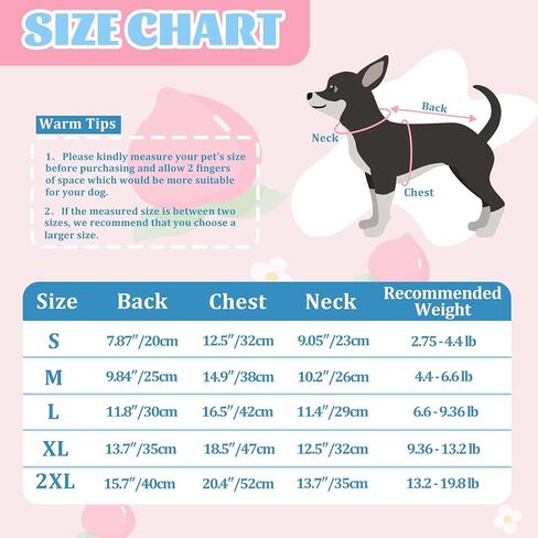 2 Pieces Dog Dress Dog Clothes for Small Dogs Girl,Puppy Sleeveless Dresses Pet Pullover Vest Skirt,Cute Peach Print Clothes Pet Shirt Breathable Outfits for Dogs Cats Apparel (Heart, X-Small) in Kuwait