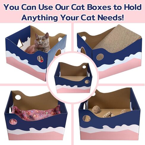 Cardboard Cat Scratcher Box, Cat Scratching Board Box, Cat Bed for Indoor Cats, Suitable for Cats to Rest, Sleep and Play, Extra-Large(No Including Scratch Pad) in Saudi Arabia