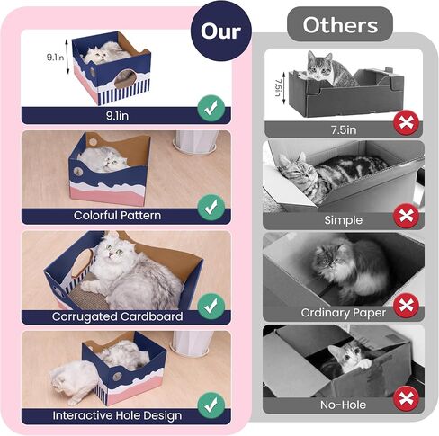 Cardboard Cat Scratcher Box, Cat Scratching Board Box, Cat Bed for Indoor Cats, Suitable for Cats to Rest, Sleep and Play, Extra-Large(No Including Scratch Pad) in Saudi Arabia