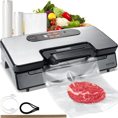 VEVOR 80Kpa Vacuum Sealer Machine,130W Powerful, Multifunctional for Dry and Moist Food Storage, Automatic and Manual Air Sealing System with Built-in Cutter in Saudi Arabia